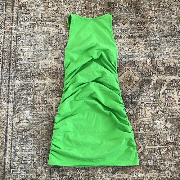 Aritzia Tna Green Tank Dress Small Sleeveless Stretch Ruched - Picture 5 of 7